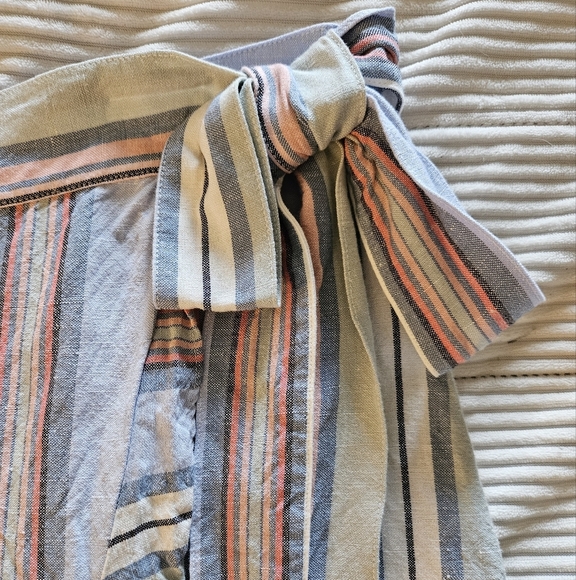 LOFT Striped Wrap Skirt with Ruffle Hem Size 6 - Picture 2 of 12